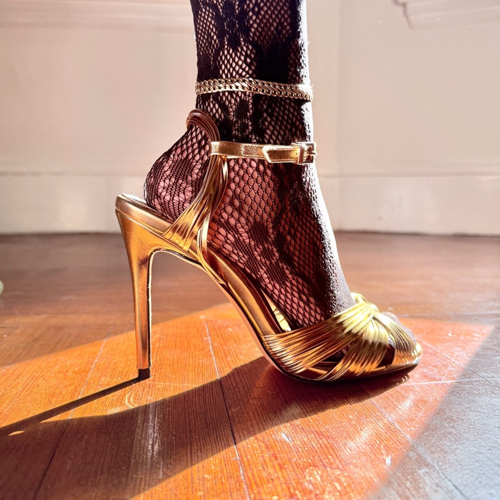 Elegant Gold Strappy Heels